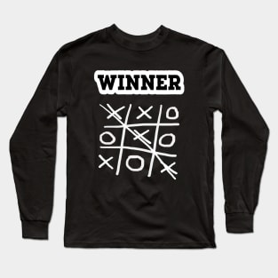 Tic Tac Win. Game Winner. (Black Background) Long Sleeve T-Shirt